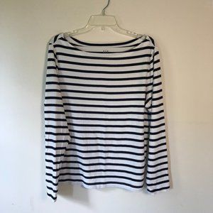 GAP White and Navy Boatneck Cotton Tee